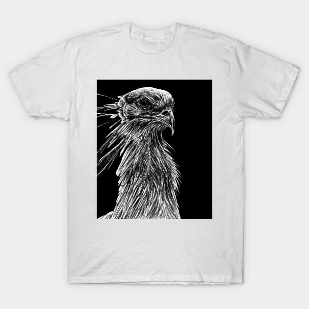 Secretary bird ink illustration T-Shirt by lorendowding